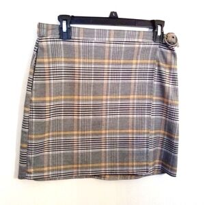 Harlow Women's Faux Wrap Plaid Mini Skirt with Pockets Size Medium